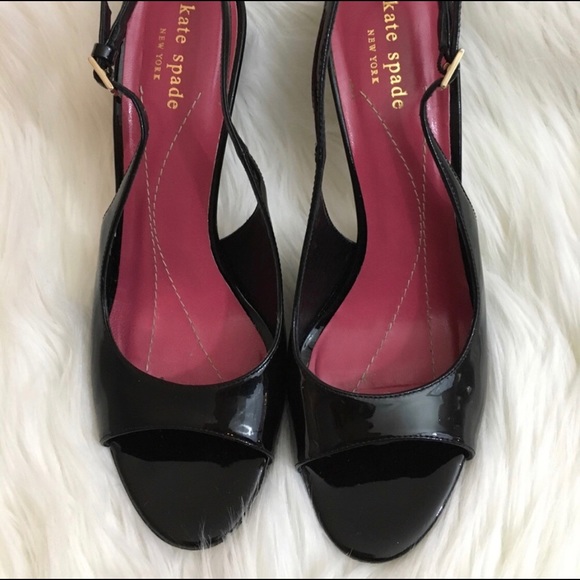 Kate Spade Black patent peep toe heels 👠 - Picture 2 of 5